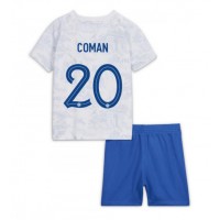 Frankrike Kingsley Coman #20 Replika babykläder Bortaställ Barn VM 2022 Kortärmad (+ korta byxor)